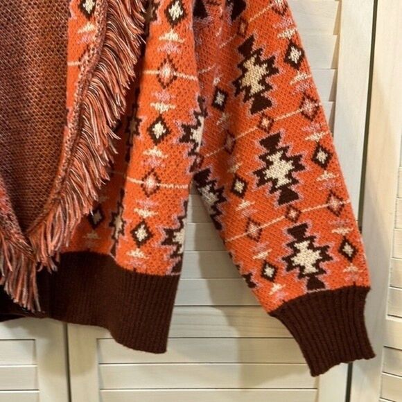Sweater Jacket Large Grace + Karma Aztec Fringe Print - Picture 6 of 9